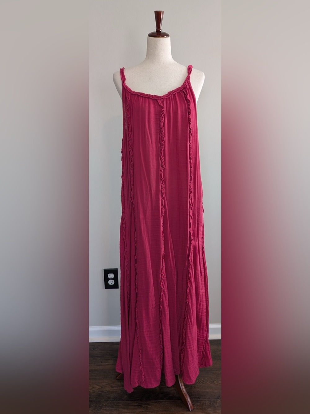 Free People Women’s McKinley Maxi Dress Cha Cha Cherry Pink NWT Size Medium